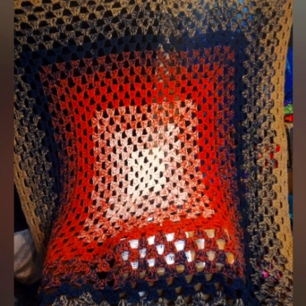 very large Afghan Crochet handmade blanket 80 x 80